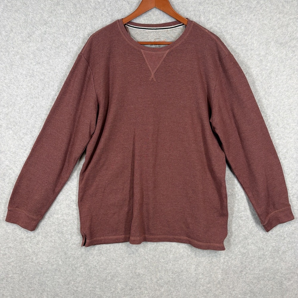 Weatherproof Men's Red Waffle-Knit Cotton/Polyester Pullover Sweater XL CrewNeck